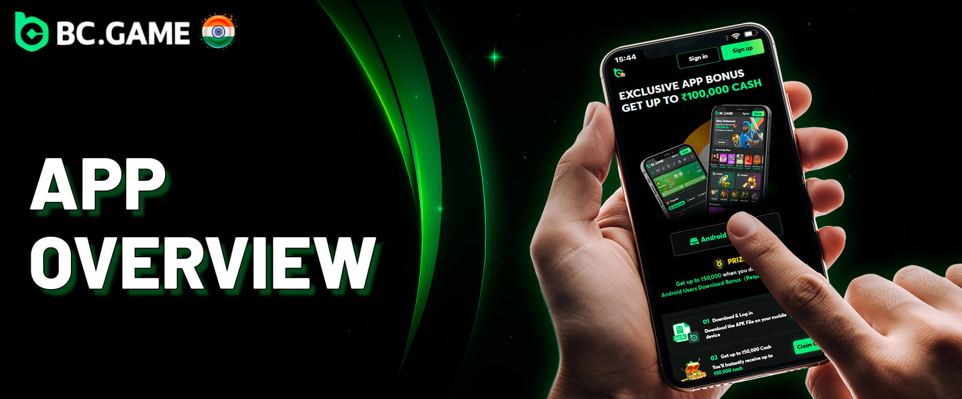BC Game mobile app interface overview