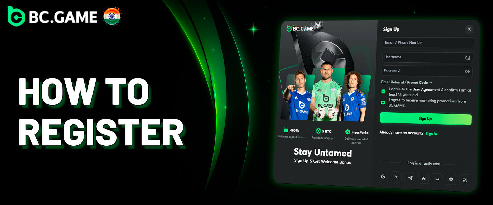 BC Game account registration process