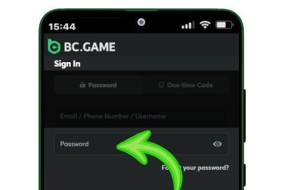 Password entry field on a mobile phone screen