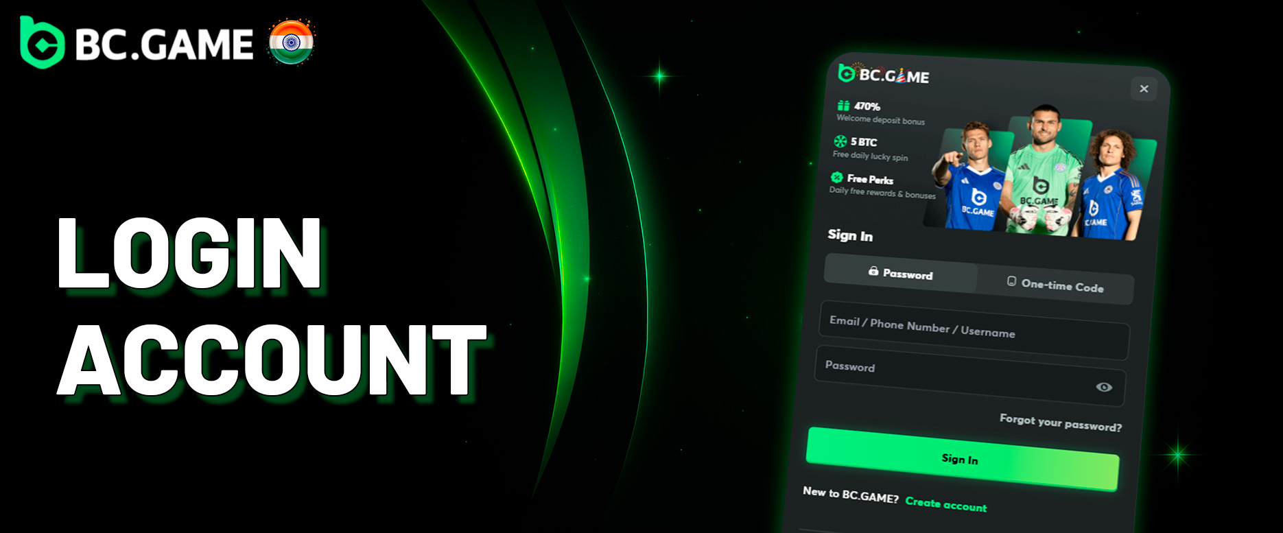 User accessing a BC Game account online