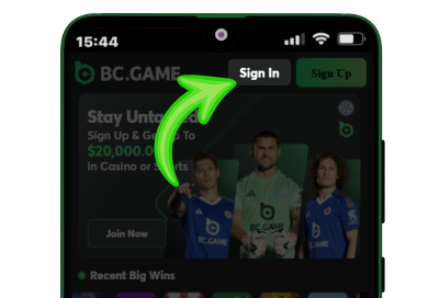 Sign in button on a mobile phone