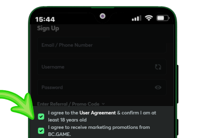 Confirming terms and consent on a mobile phone