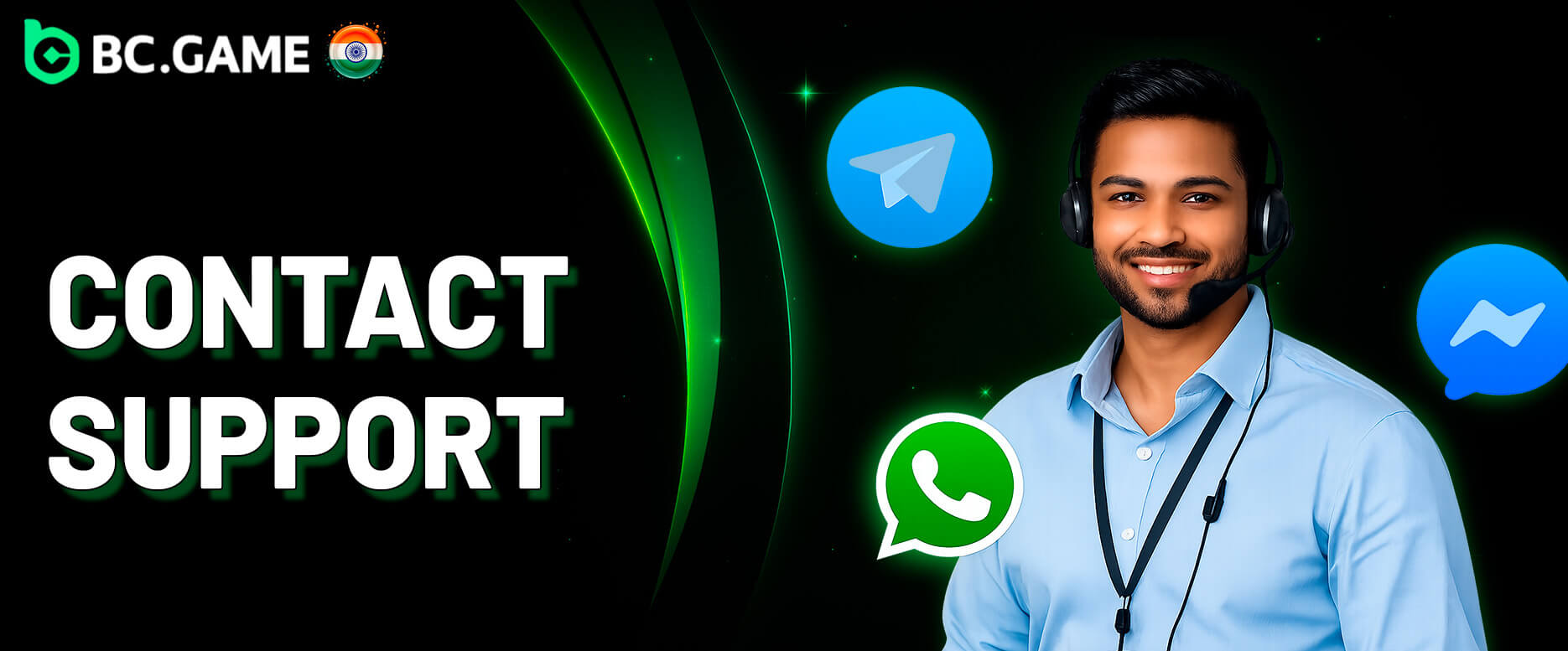 Contact customer support via Telegram, WhatsApp, and Facebook Messenger.